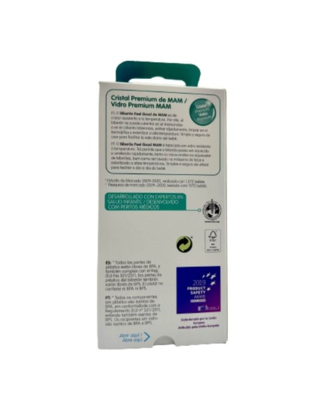 Biberón de cristal azul 170ml - Mam Baby