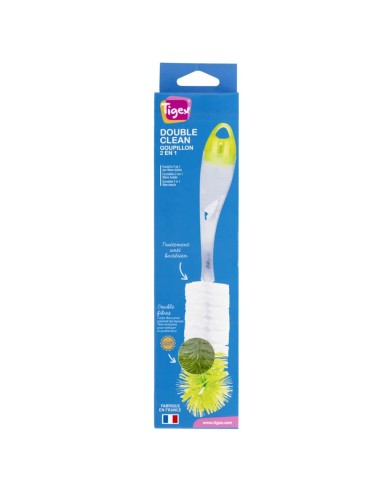 ESCOBILLA LIMPIA BIBERONES 2 EN 1 CON FIBRAS DOBLES TIGEX.