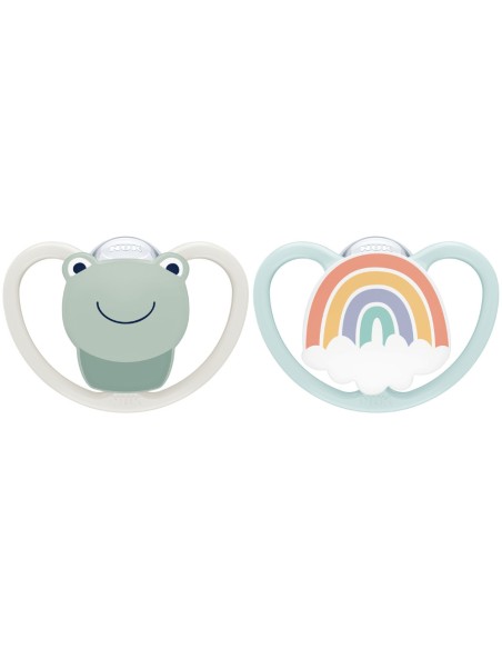 Chupete Space Rana/Arcoíris Silicona pack 2 uds. (0-6M) NUK