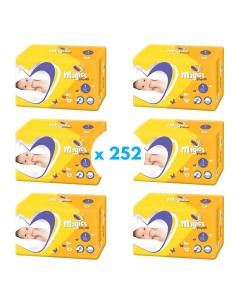 Pack Talla 1 Pañales Magics Easysoft. 6 paquetes 252uds (de 2 a 5kg)