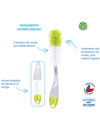 Escobilla limpia biberones [ 2 en 1 ] fibras dobles Tigex | Nappy.es