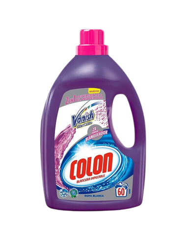 detergente-gel-vanish-whites-60dosis-colon-1.jpg – Envase frontal detergente Colon Vanish Whites 60 dosis.