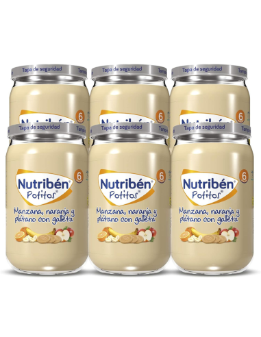 Potito manzana, naranja y plátano con galleta | Nutribén - Nappy.es