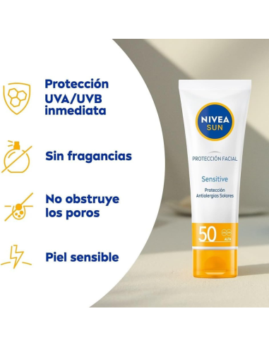 Protección facial hipoalergénica FPS50 (50ml) | Nivea Sun - Nappy.es