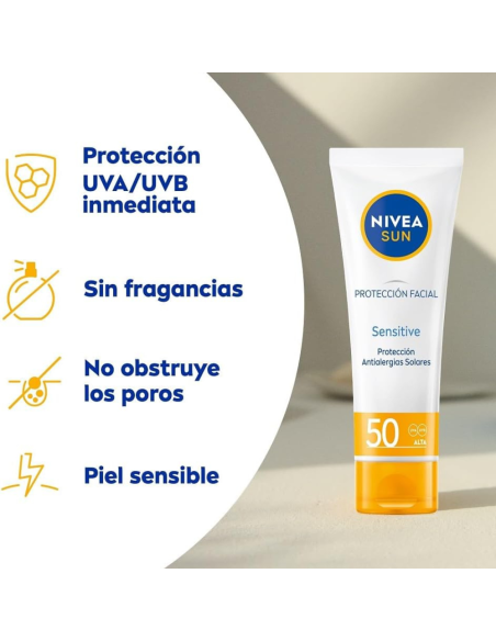 Protección facial hipoalergénica FPS50 (50ml) | Nivea Sun - Nappy.es