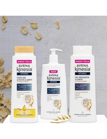 kinesia-oleogel-ducha-avena-750ml-6.jpg – Vista frontal Oleogel de Ducha Kinesia Avena 750 ml.