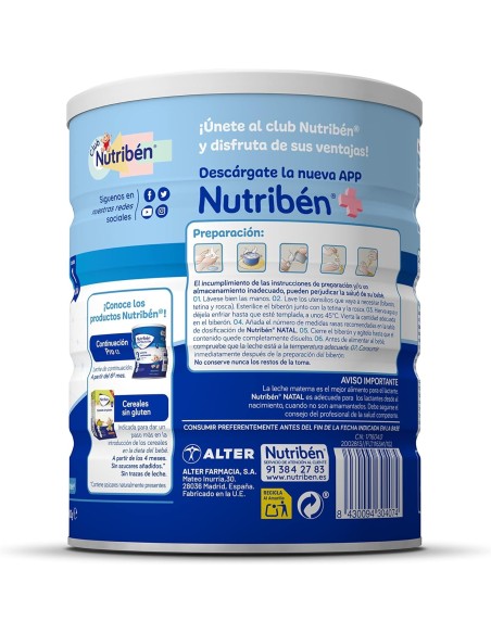 Leche Nutriben Natal 1 800gr 0M+ - Leche infantil - Nappy.es