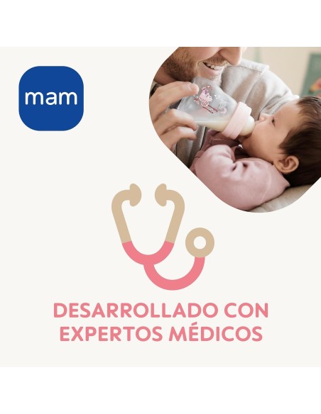 Biberón de cristal color azul 170ml Mam Baby