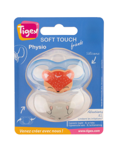Pack de chupetes Soft Touch Conejo y Zorro 0-6M Tigex