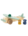 avion-animales-madera-trixie-1.jpg – Vista frontal del avión con animales.