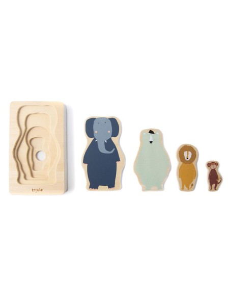 Puzzle de Animales de 4 Capas de Madera +12M Trixie