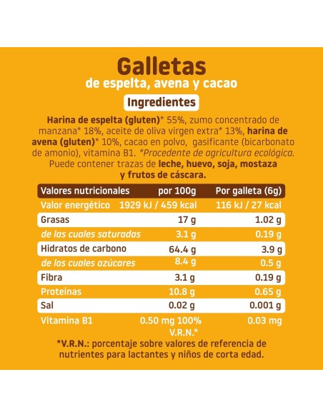 Oferta Galletas de espelta, avena y cacao 220g. +10M Smileat