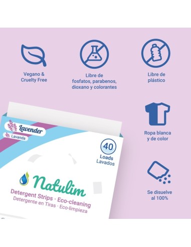 Detergente en tiras fragancia lavanda 40 lavados Natulim