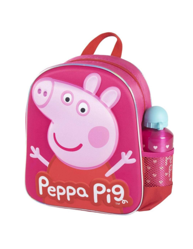 mochila-3d-peppa-pig-botella-disney-1.jpg – Vista frontal del diseño 3D de Peppa Pig.