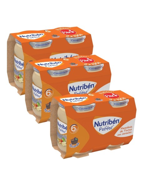 pack-6-potitos-macedonia-frutas-cereales-nutriben-1.jpg – Vista frontal del pack completo.