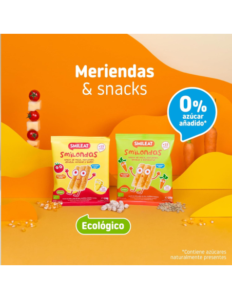 Snack de maíz, garbanzo, lenteja y zanahoria | Smileat - Nappy.es