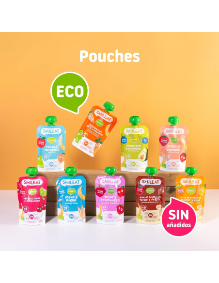 Pouche de leche de almendra, cacao y fresa | Smileat - Nappy.es
