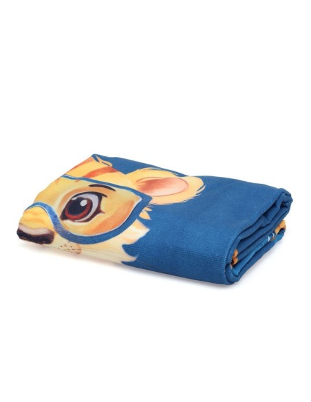 Oferta Toalla red de playa de microfibra león-tigre 150X75cm. Kiokids