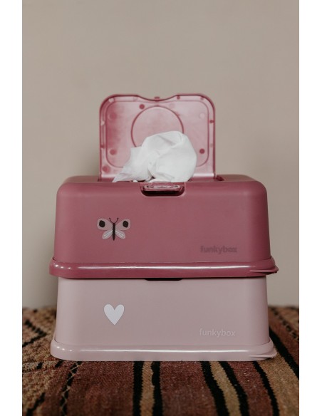 Caja toallitas color rosa con mariposas - Funkybox