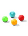 Pack 4 pelotas sensoriales BabyOno con formas y texturas para bebés