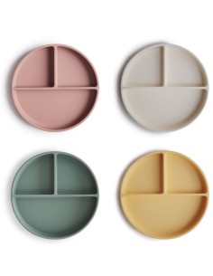 Plato ventosa-compartimentos Solid Ivory Mushie