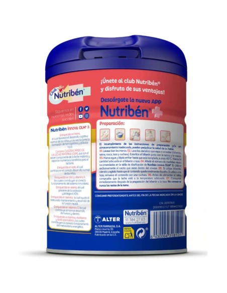 Pack 2uds. Leche de Fórmula Innova 3 +12M 800g Nutribén