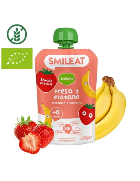 Pouch de Fresa y Platano 100gr eco | Smileat - Nappy.es