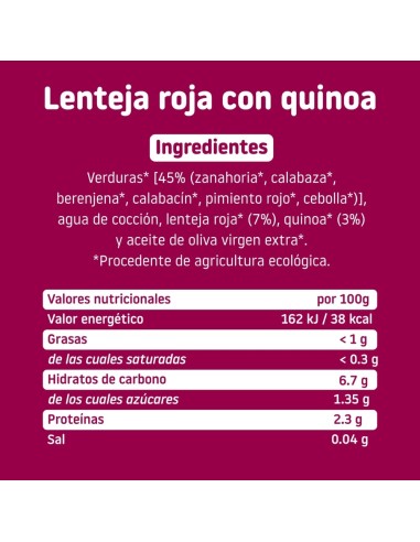 Oferta Tarrito de CA-CHI-TOS de lenteja roja con quinoa. 230g +10M Smi
