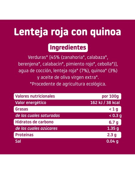 Oferta Tarrito de CA-CHI-TOS de lenteja roja con quinoa. 230g +10M Smi