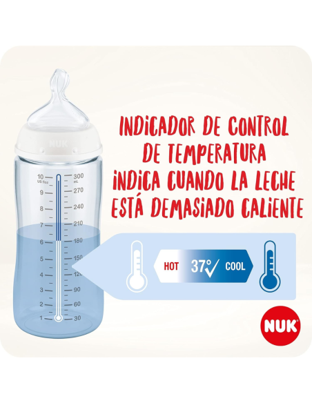 Biberón First Choice + PP con Control de Temperatura azul 360ml (6-18M) NUK