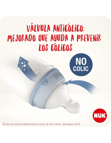 Biberón First Choice + PP con Control de Temperatura azul 360ml (6-18M) NUK