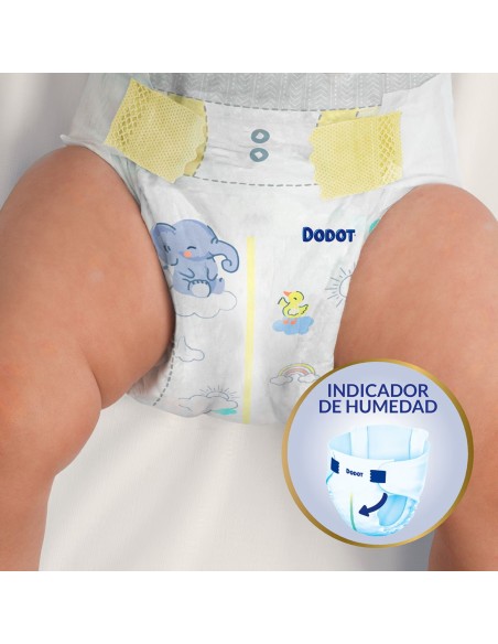Indicador de humedad visible que facilita el cambio de pañal