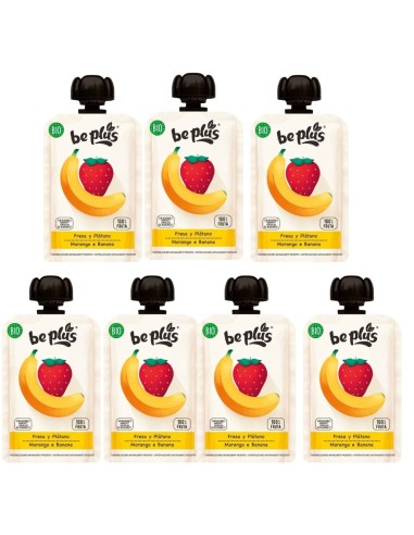 pack-7-pouch-fresa-platano-bio-100g-beplus-4m-5.jpg – Producto como kit semanal de alimentación ecológica.