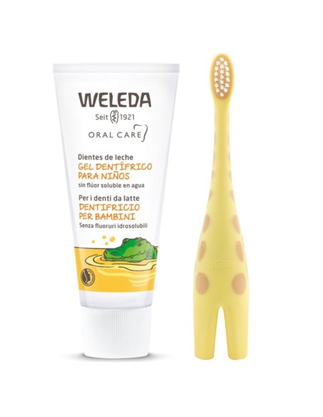 Pack Mis primeros dientes. Cepillo Dr. Brown’s + Gel Dentífrico Weleda