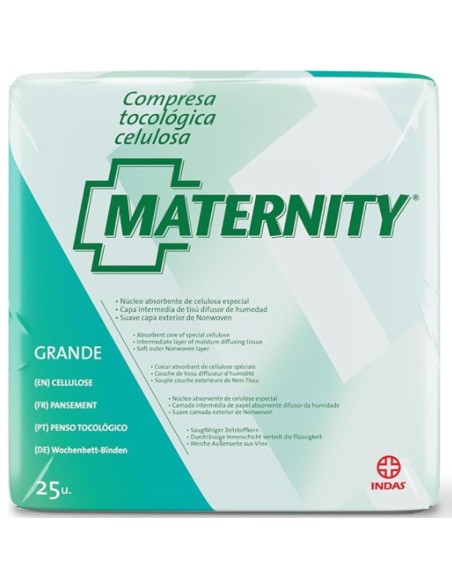 Compresas Maternity Tocológicas de celulosa 25 uds Indas
