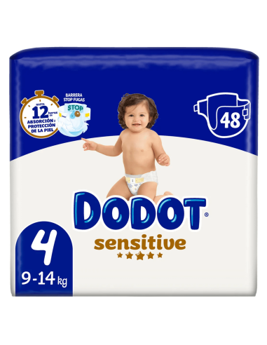 Pañales Dodot Sensitive Talla 4 (9–14 kg) – Pack de 48 Uds