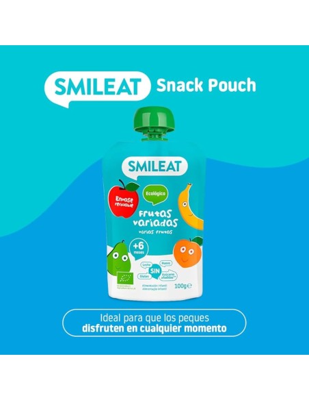 Pack de Pouch Smileat – 4 Sabores Variados de Frutas y Yogur Ecológicos | 100% Natural y Sin Azúcares Añadidos