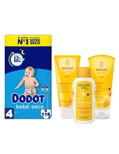 Pack Dodot Talla 4 (116uds) + Cuidado Weleda - Nappy.es