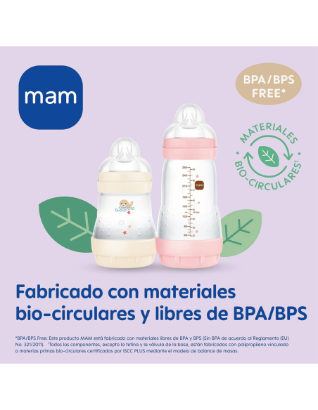 Biberón Easy Start anticólicos azul 160ml 0-2M | Mam Baby - Nappy.es