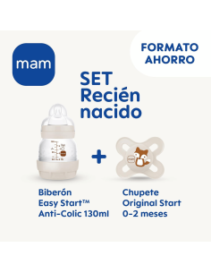 Biberón anticólicos 130ml + Chupete Original 0-2M | Mam Baby - Nappy.es 2