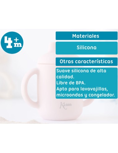 Taza de Silicona color rosa 120ml +4m Kiokids