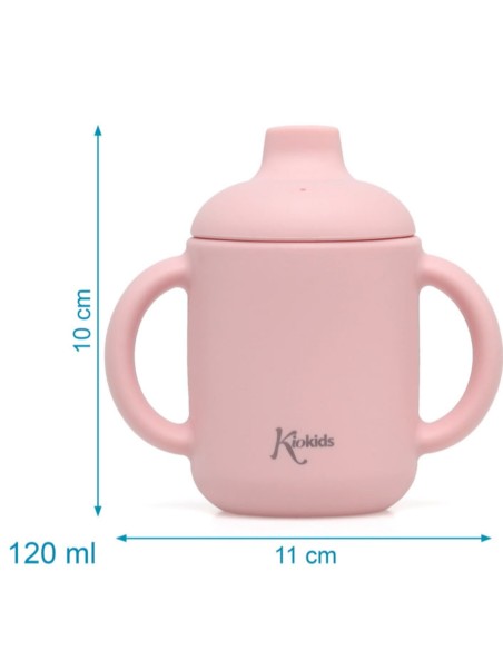 Taza de Silicona color rosa 120ml +4m Kiokids
