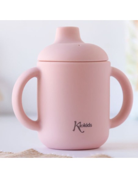 Taza de Silicona color rosa 120ml +4m Kiokids