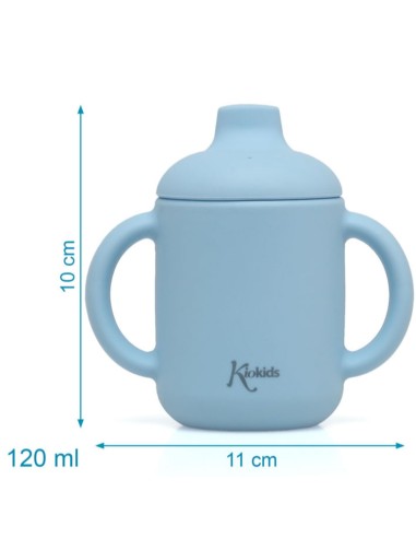Taza de Silicona color azúl 120ml +4m Kiokids