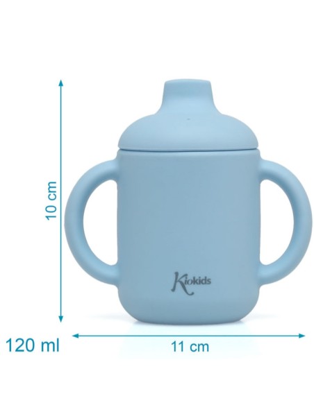 Taza de Silicona color azúl 120ml +4m Kiokids