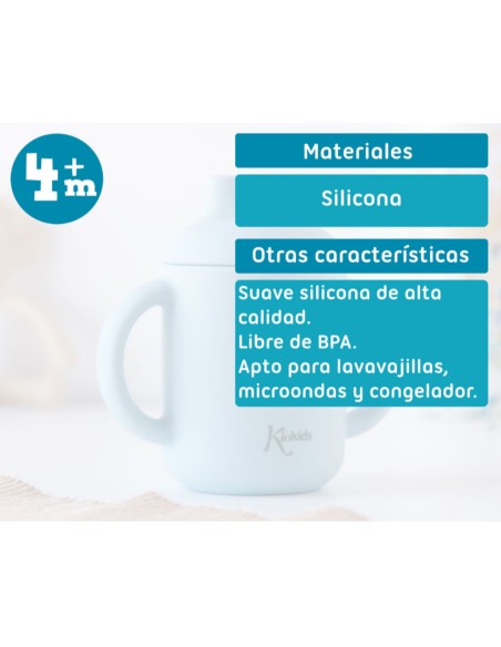 Taza de Silicona color azúl 120ml +4m Kiokids