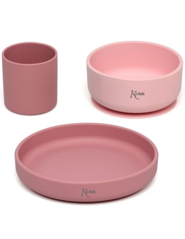 Set de Vajilla Kiokids de Silicona rosa +6m Kiokids