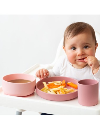 Set de Vajilla Kiokids de Silicona rosa +6m Kiokids