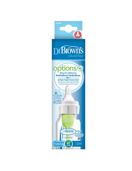 Biberón anticólico Dr. Brown’s Options+ 120 ml | Reduce cólicos desde 0 meses