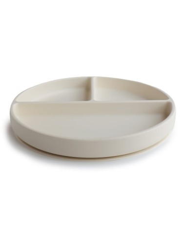 Plato ventosa-compartimentos Solid Ivory Mushie